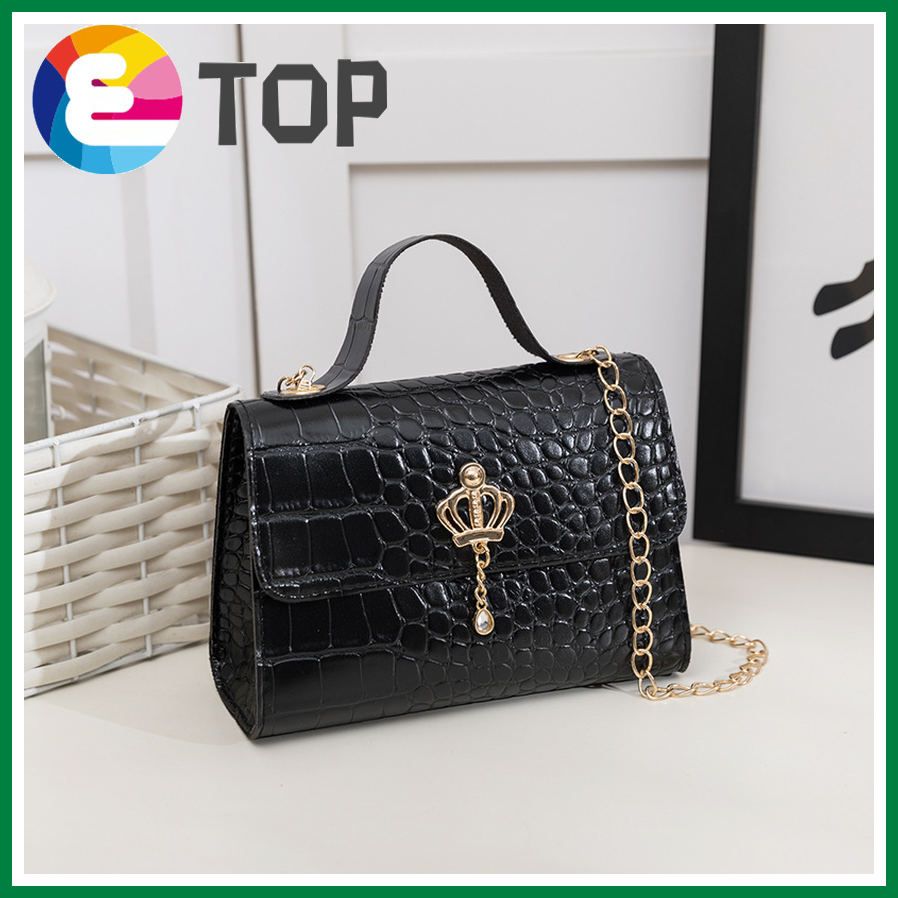 Female bag crocodile pattern small square bag summer and autumn Korean diamond pendant crossbody purse