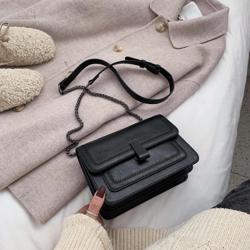 Vintage Leather Mini Crossbody Bags For Women 2020 Chain Design Quality Shoulder Simple Bags Female Travel Handbags