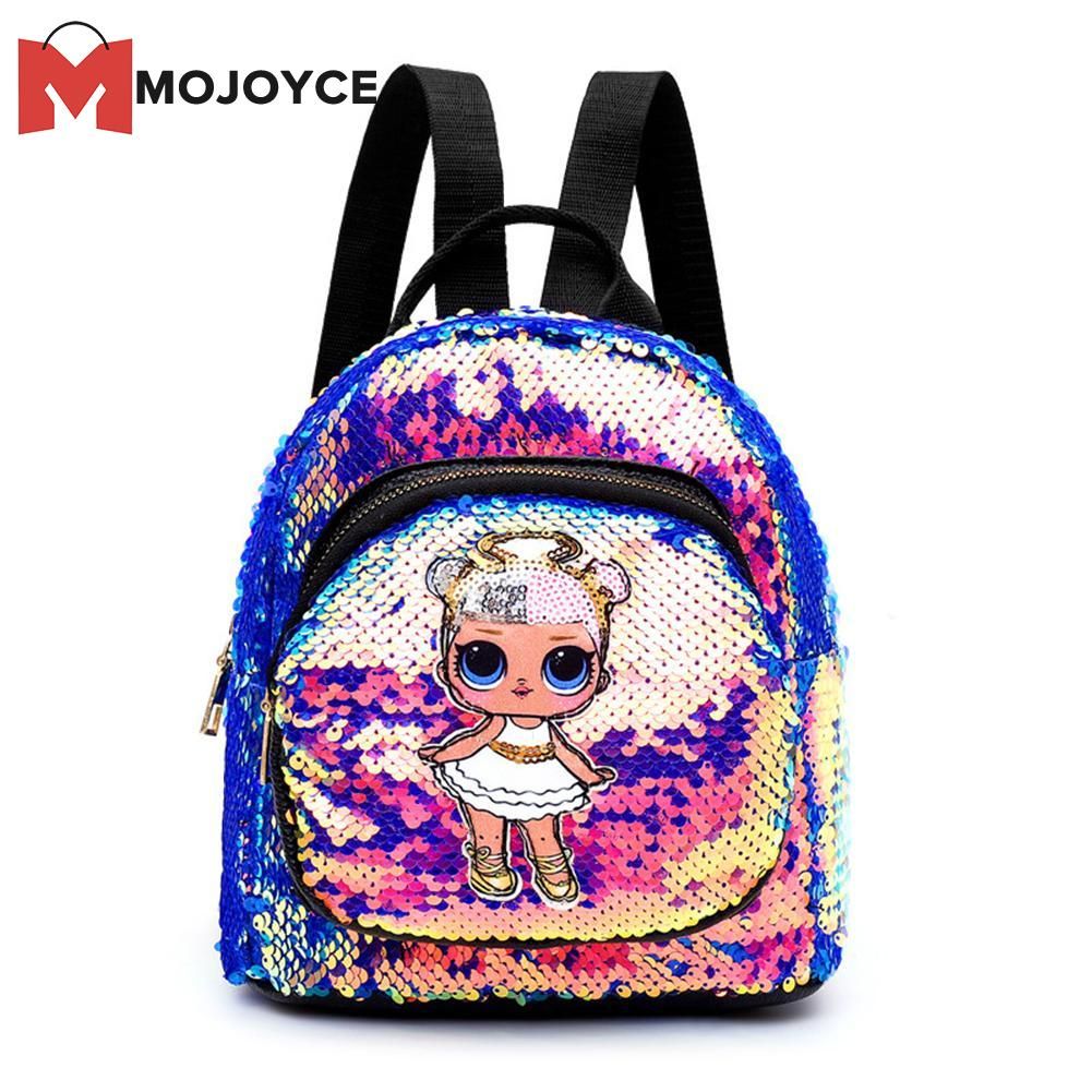 【BestGO】Fashion Travel Backpacks Women Kids School Bags Sequins Girl Print Knapsack
