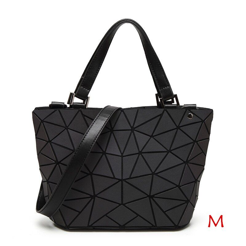 Women Luminous Handbag Geometry Folding Shoulder Tote Crossbody Bags Set Hologram Laser Plain Purse Wallet Large Capacity Bags