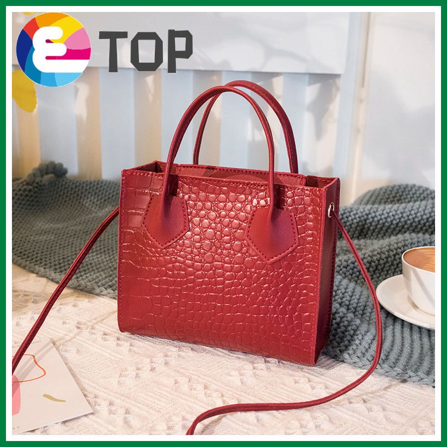 Female bag summer style Japanese and Korean trend crocodile pattern ladies portable small square bag shoulder messenger purse