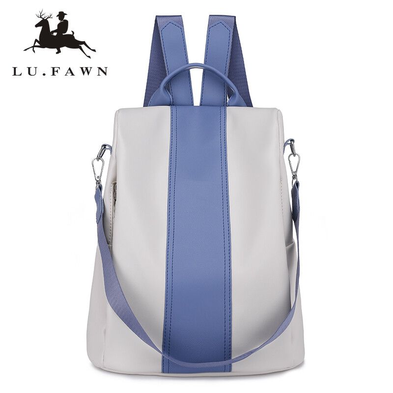 LUFAWN New Fashion PU Soft Leather Ladies Bag Solid Color Stitching Fashion Waterproof Backpack Simple Trendy Travel Bag