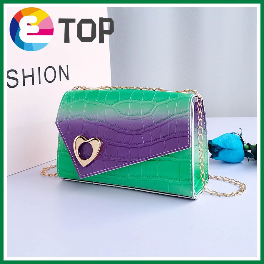 Korean gradient color one-shoulder small square bag summer ladies cover-style heart-shaped bag