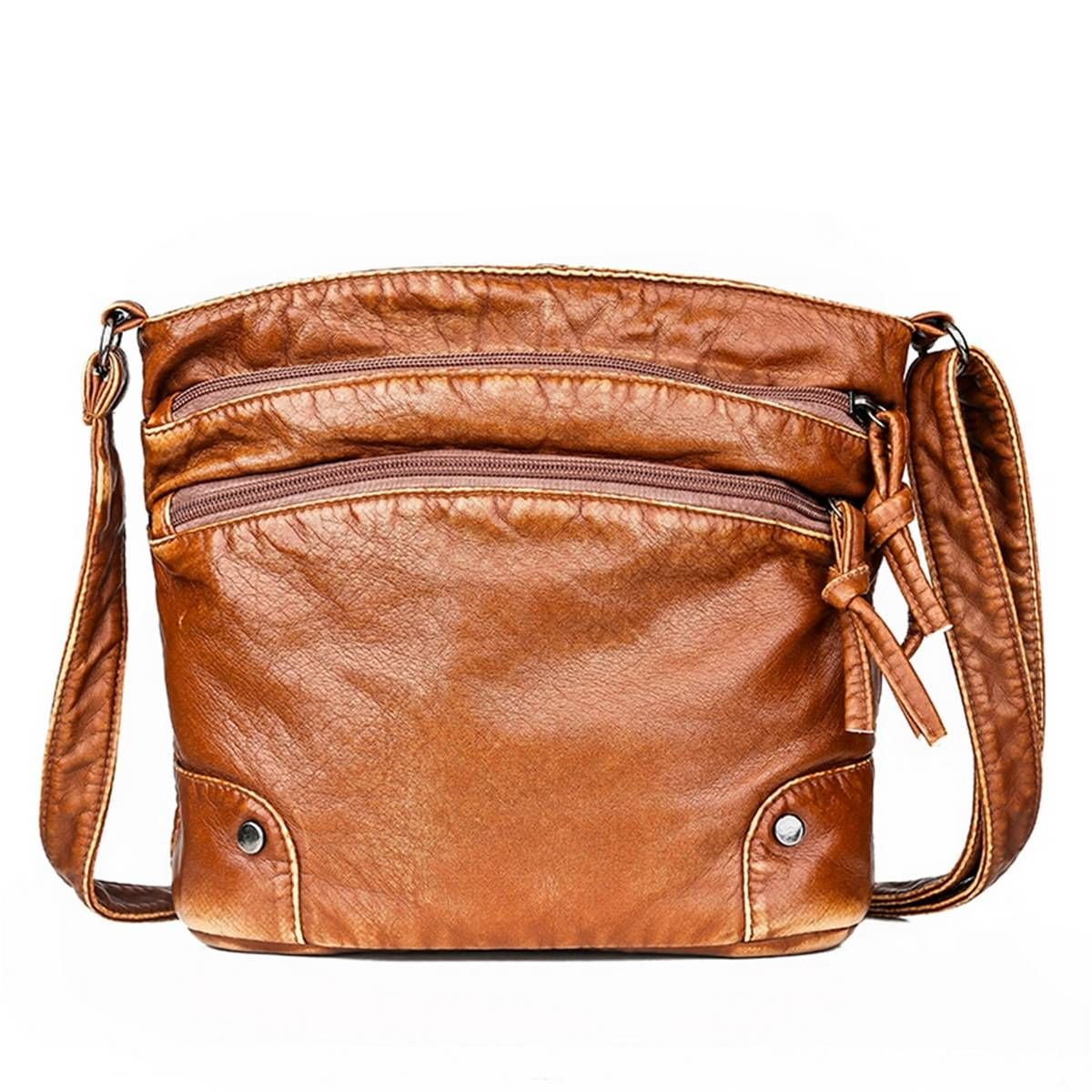 Many Pocket Winter Crossbody Shoulder Bag For Women Retro Handbag Female Soft Washed Leather Purses and Handbags Bags Sac A Main