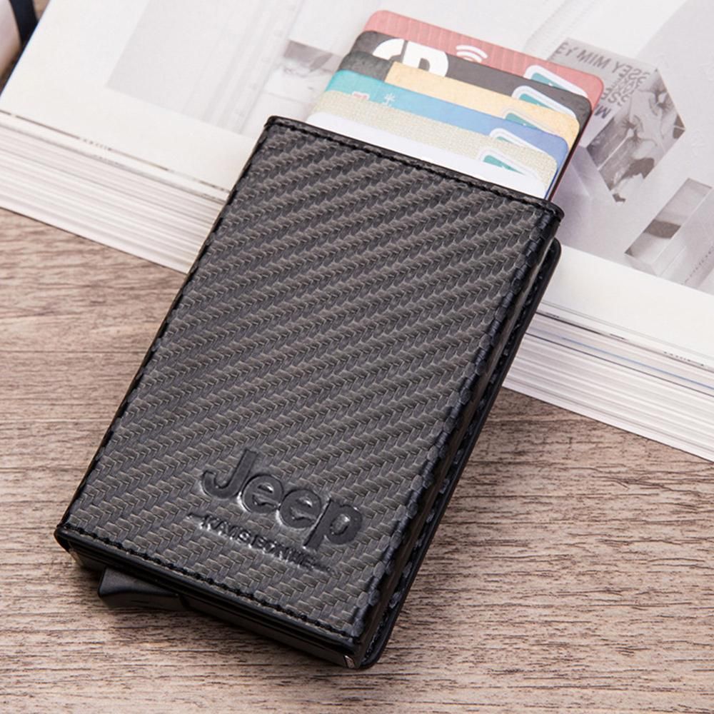Engrave Vintage PU Leather Aluminum RFID Men Business ID Card Holder Thin Pop Up Slim Card Case Wallet Male Coin Purse