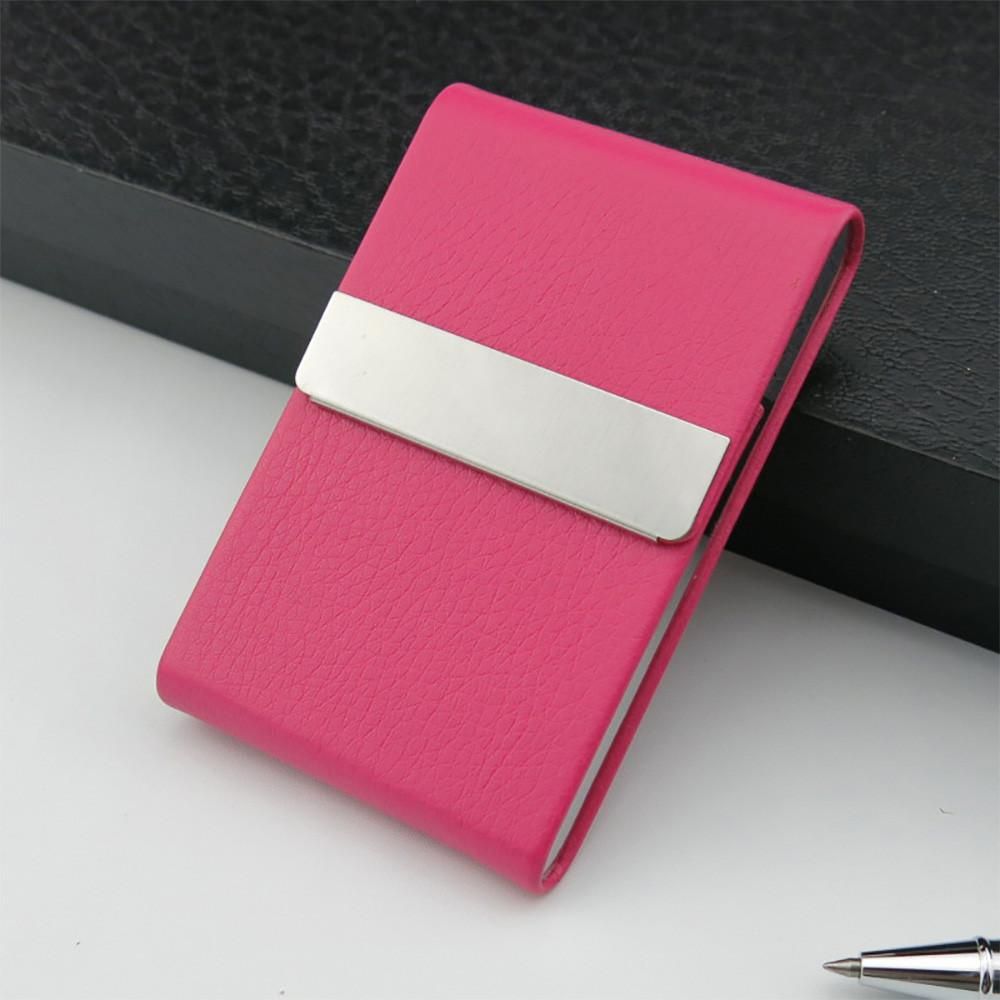 Leather Stainless Steel Business Name Card Case Holder