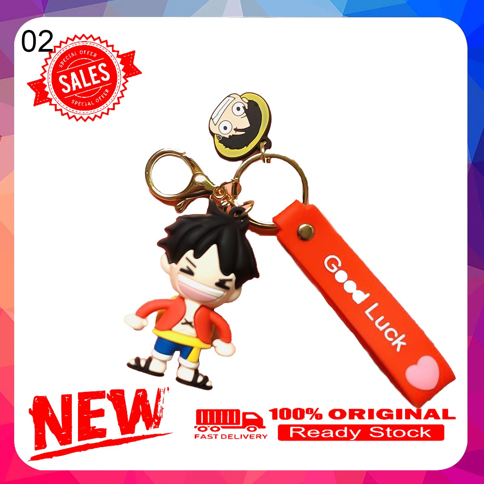 PVC Cartoon One Piece Anime Luffy Doll Key Chain Car Backpack Keyring Pendant