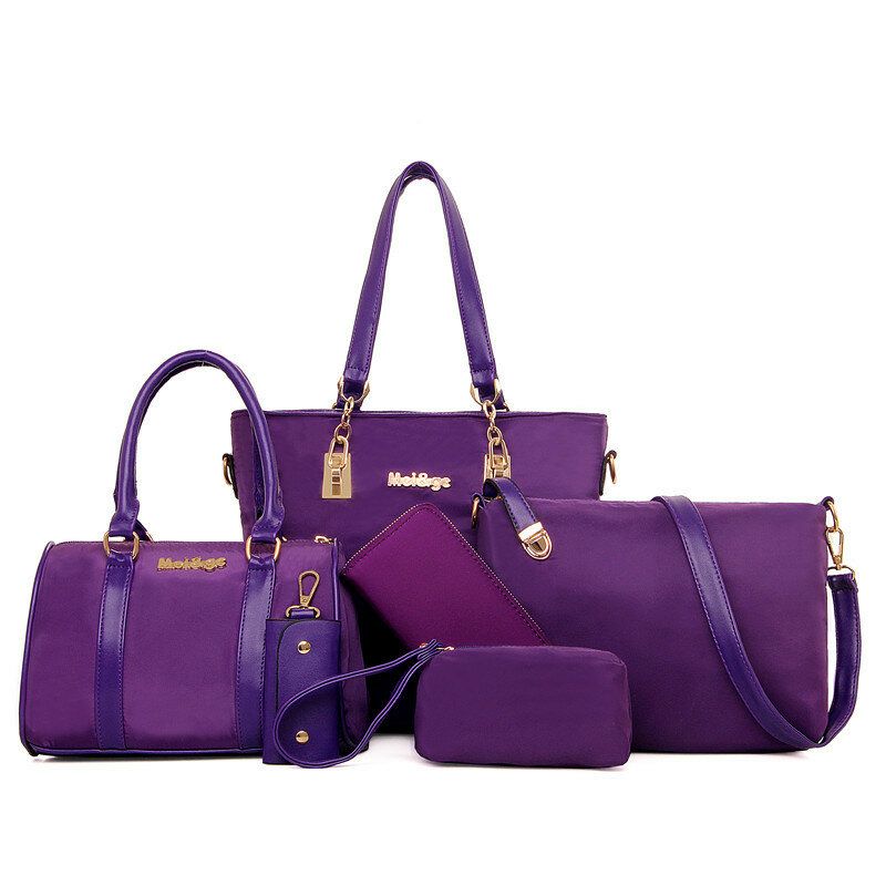 OIMG 6 PCS Women Casual Nylon Handbag Shoulder Bag Clutch Bag Card Holder