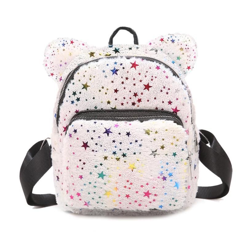 Star Sequins Backpack Women Girls Lovely Ear Shoulder School Bags Fashion Glitter Ladies Travel Knapsack
