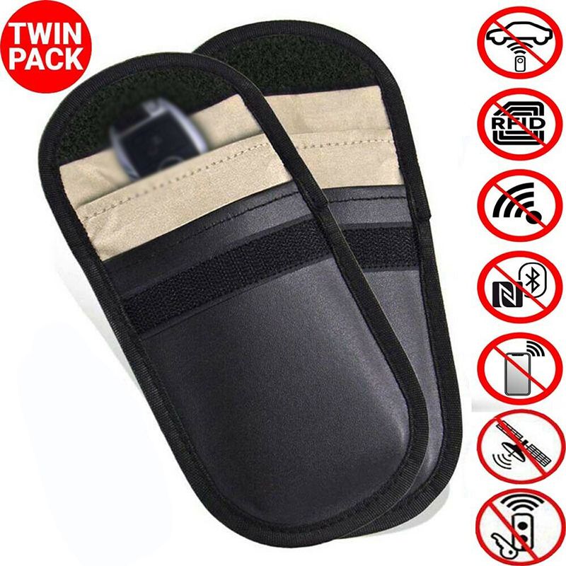Yfashion 2 Pcs Car Key  Case Faraday Cage Fob Pouch Keyless  Blocking Bag