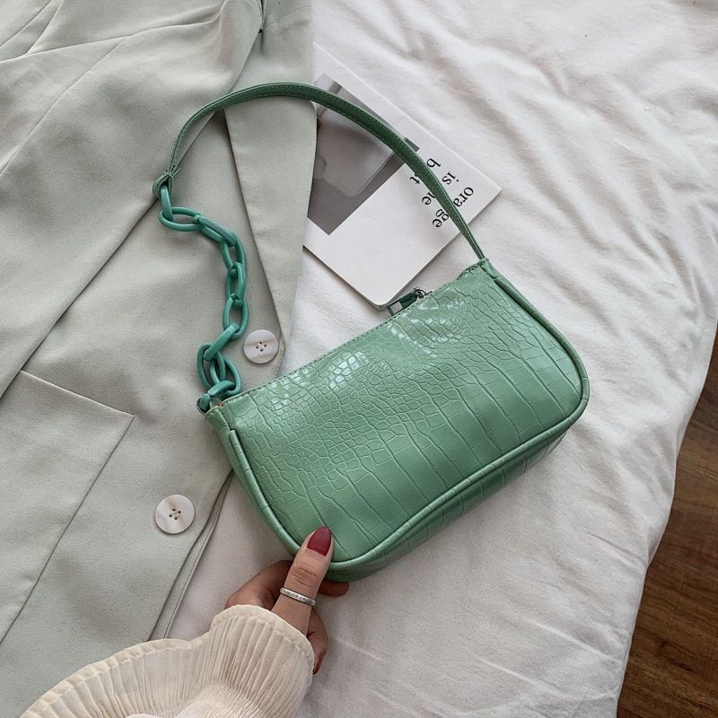 Retro Totes Bags For Women 2021 Trendy Vintage Handbag Alligator Pattern Leather Female Subaxillary Bags Casual Shoulder Bag