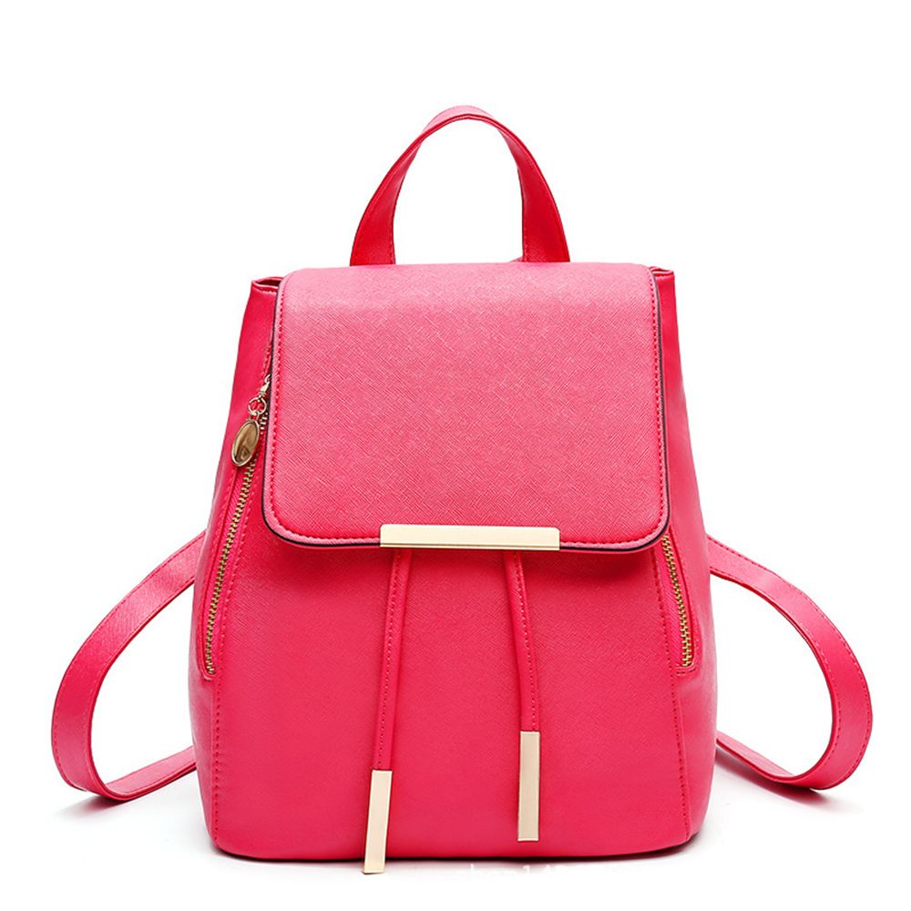 Fashion Women Zipper Backpack Casual PU Leather Bag