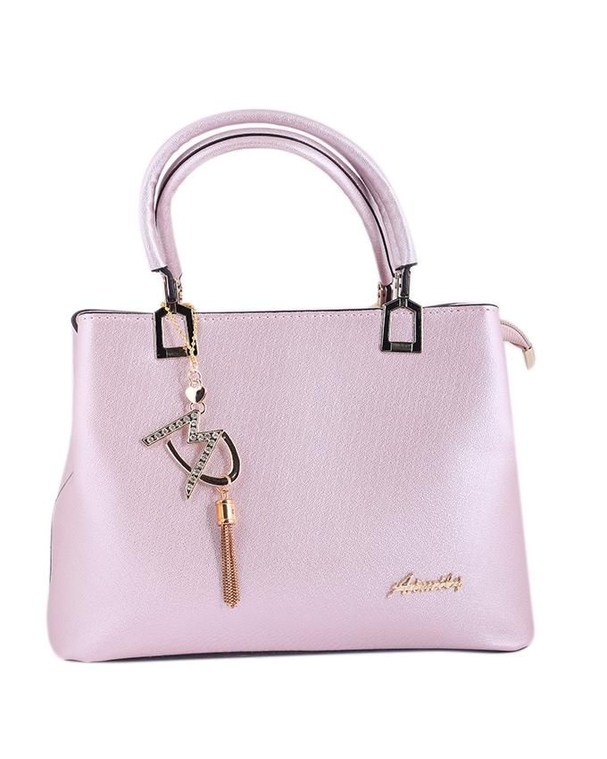 Pu Leather Hand Bag For Women - Beige