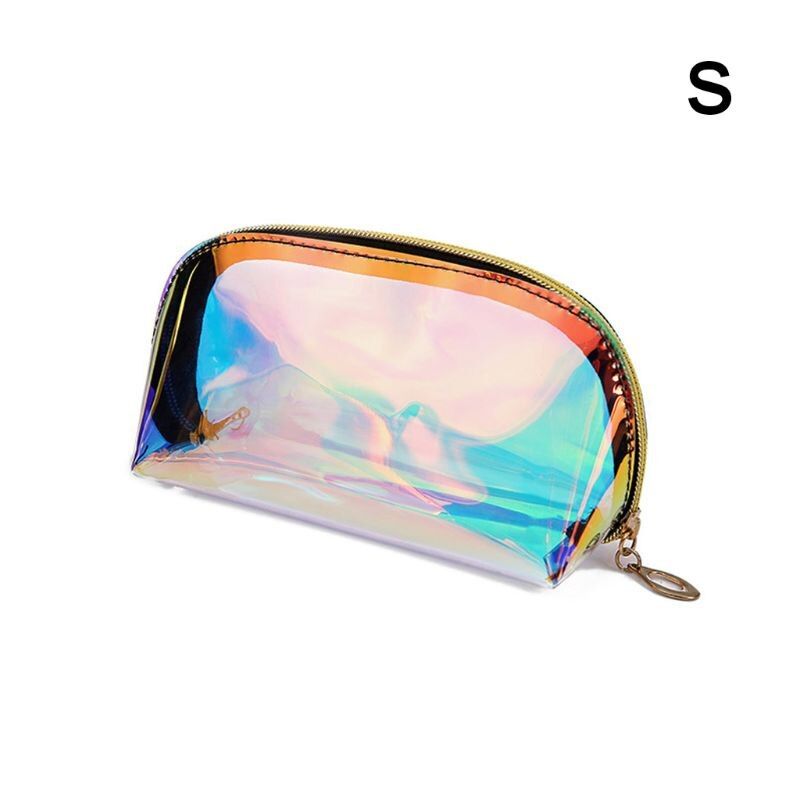 Holographic Cosmetic Bag Transparent Makeup Case Bag for Women 2021 Pouch Toiletry Travel PVC Organizer Fashion