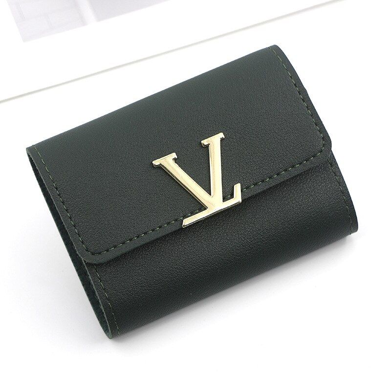 Wallet Card Holder Women Multi-Function Coin Purse Business Credit Card Case Metal Letter Leather Card Wallet Wholesale