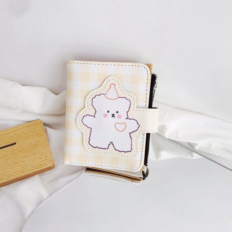 Female Purse Lady Purses Cartoon Printing Zipper Leather Small Wallet Korean Style Hasp Foldable Coin Pockets Kawaii Girls Gift