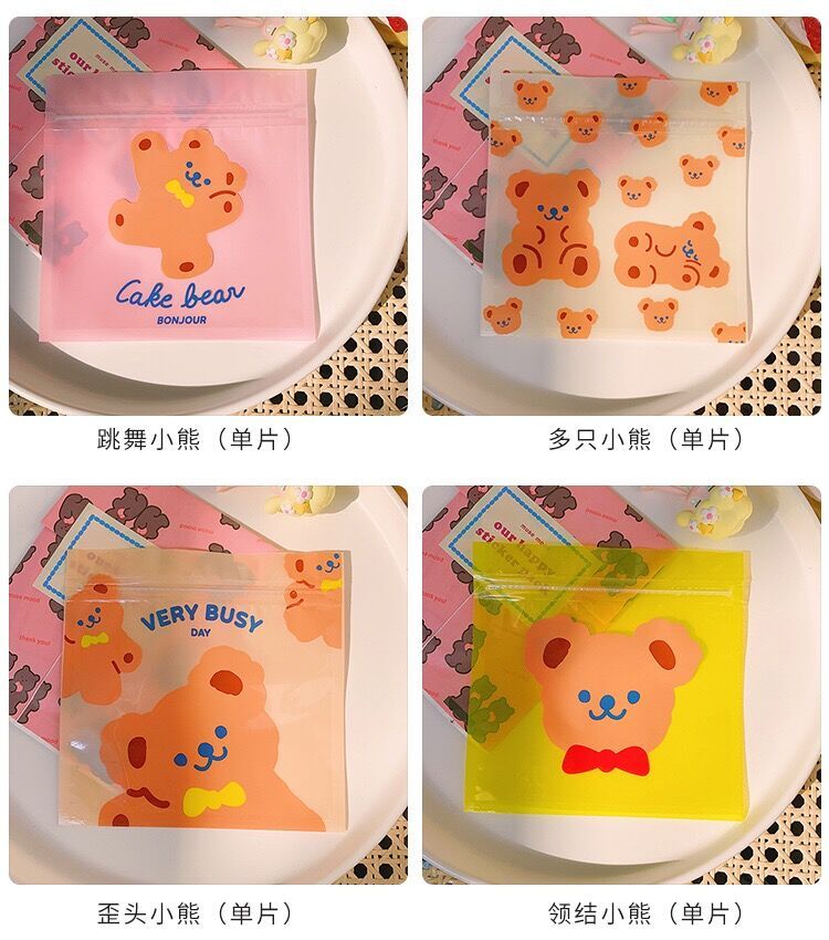 Bentoy Milkjoy 10pcs one set Cute Bear Food Closure Household storage bag Korea Fashion Cartoon Coin purse Kawaii Case