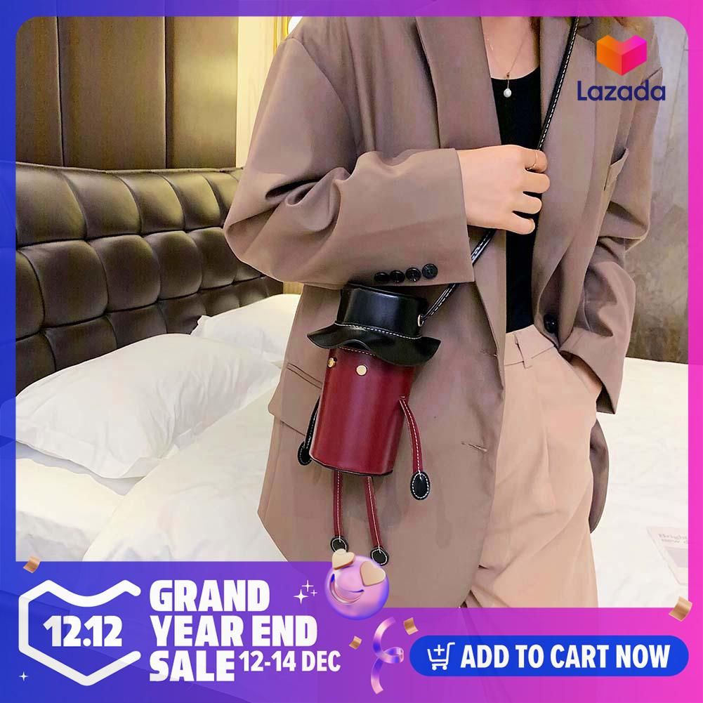 【BestGO】Retro PU Leather Small Messenger Storage Bags for Women Cartoon Shoulder Crossbody Handbags Purse