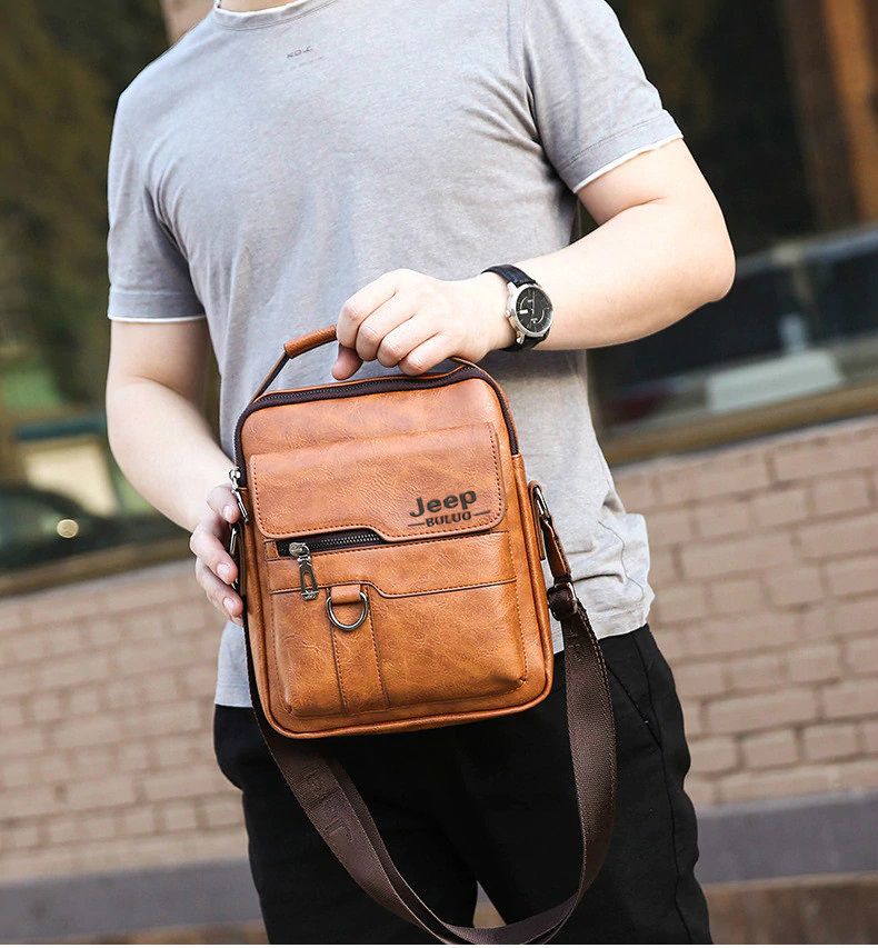 Jeep Leather Men's Fashion Bags Waterproof