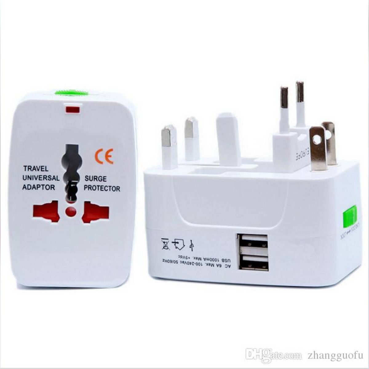 Electric Universal Plug 2 USB Travel Adapter AC Power Charger Converter World International Plug Adaptor