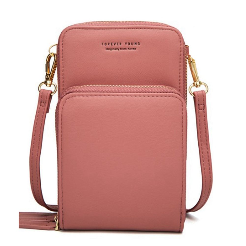 Ladies Vertical Zipper PU Shoulder Bag Small Size Large Capacity Layered Zipper Fashion Phone Bag Solid Color Messenger Bag Daily Card Holder