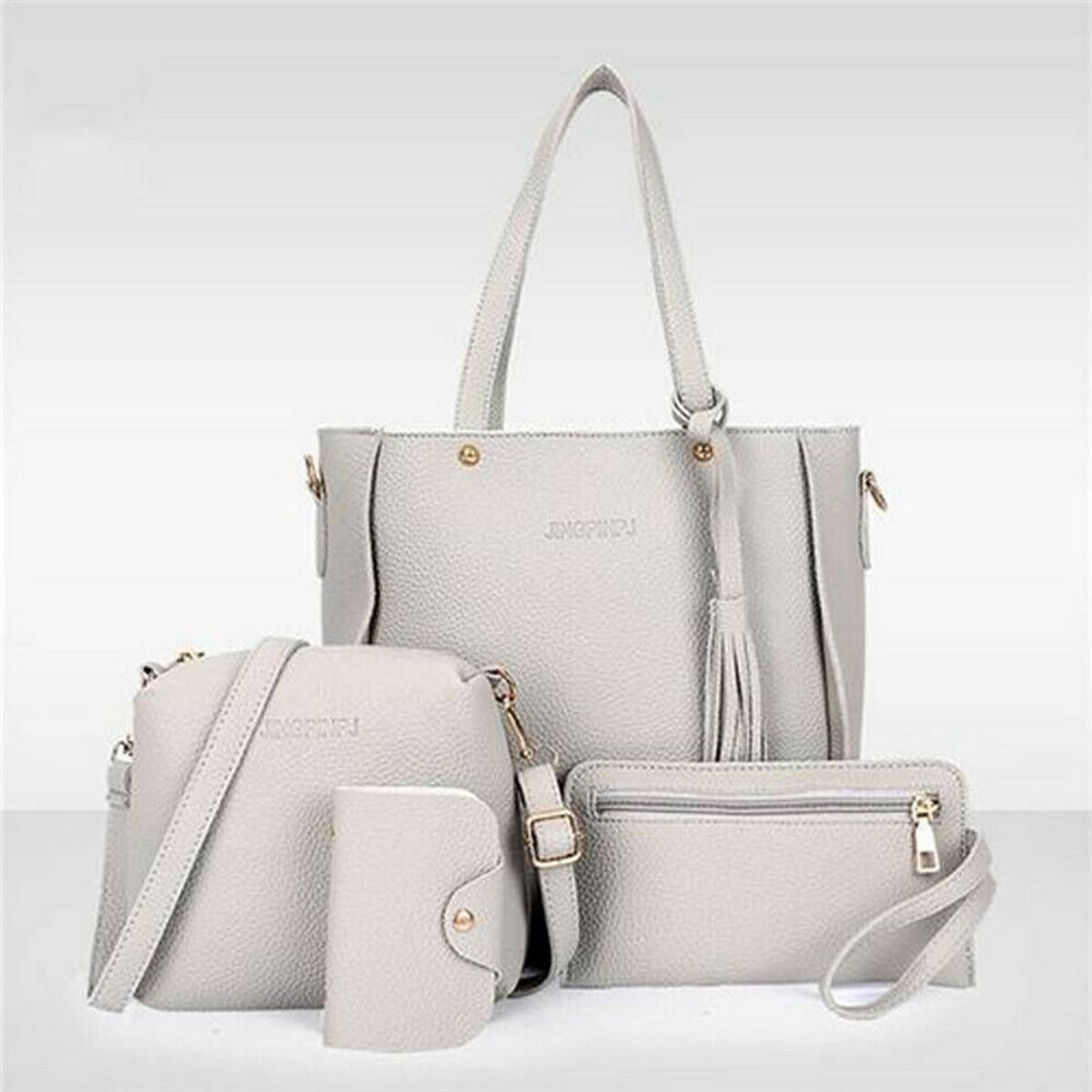 NoEnName Stylish 4PCS/Set Women Lady Fashion Leather Handbag Shoulder Bag Tote Satchel Clutch Coin Purse Messenger Bags