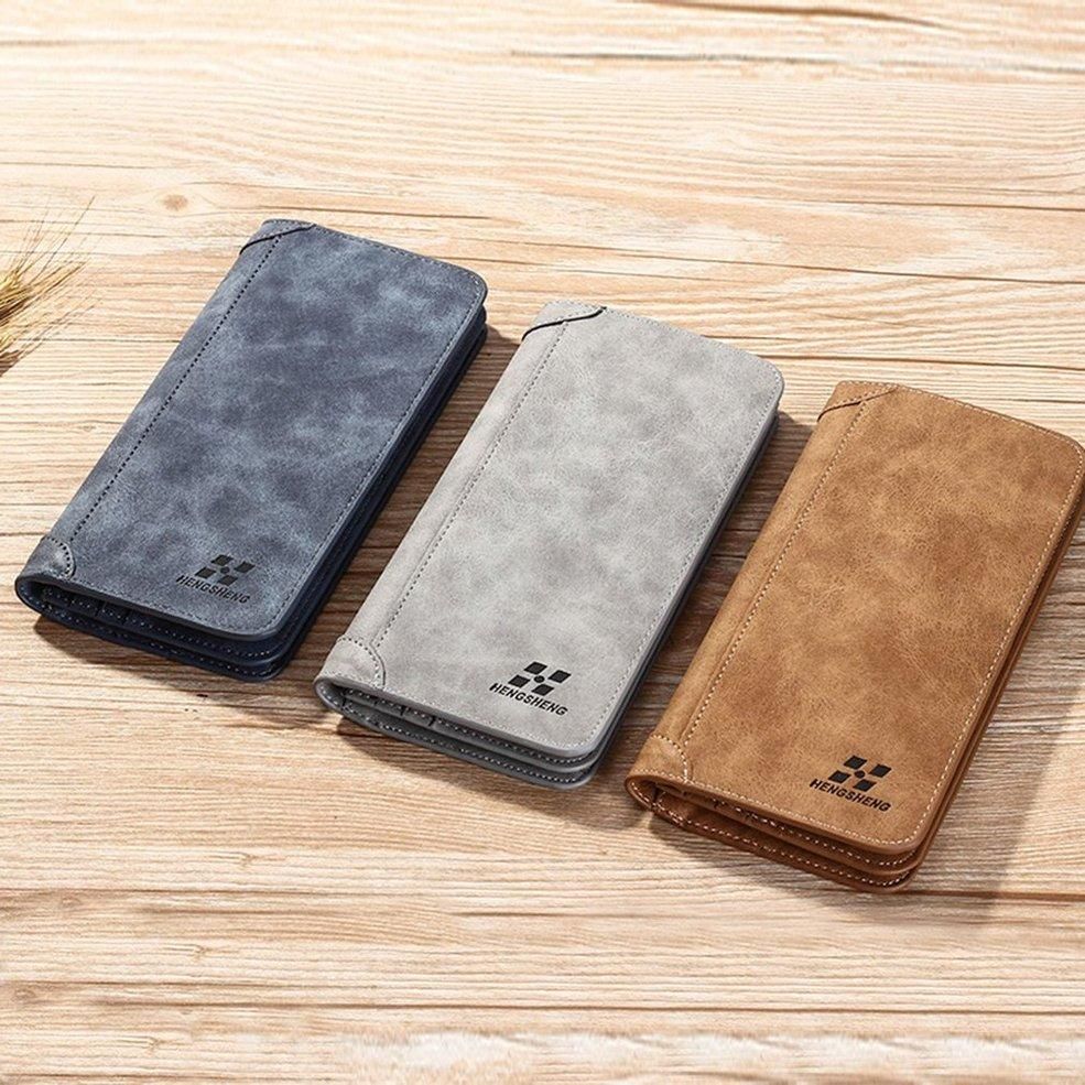 MA Vintage Long Soft PU Leather Wallet Male Purse Large Capacity Card Holders