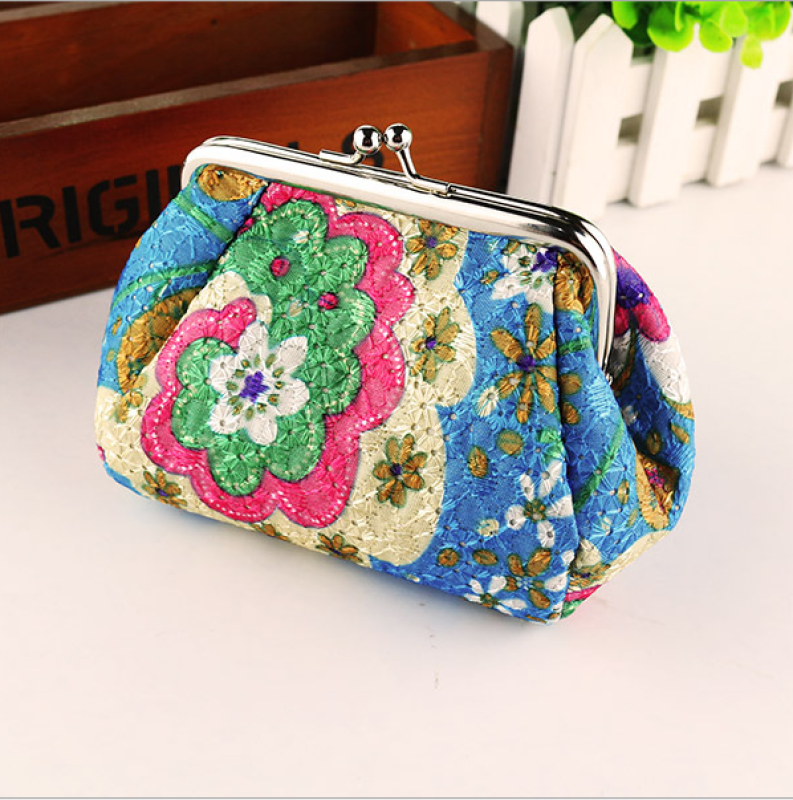 Women Lady Retro Vintage Flower Small Wallet Hasp Purse Clutch Bag YE - intl