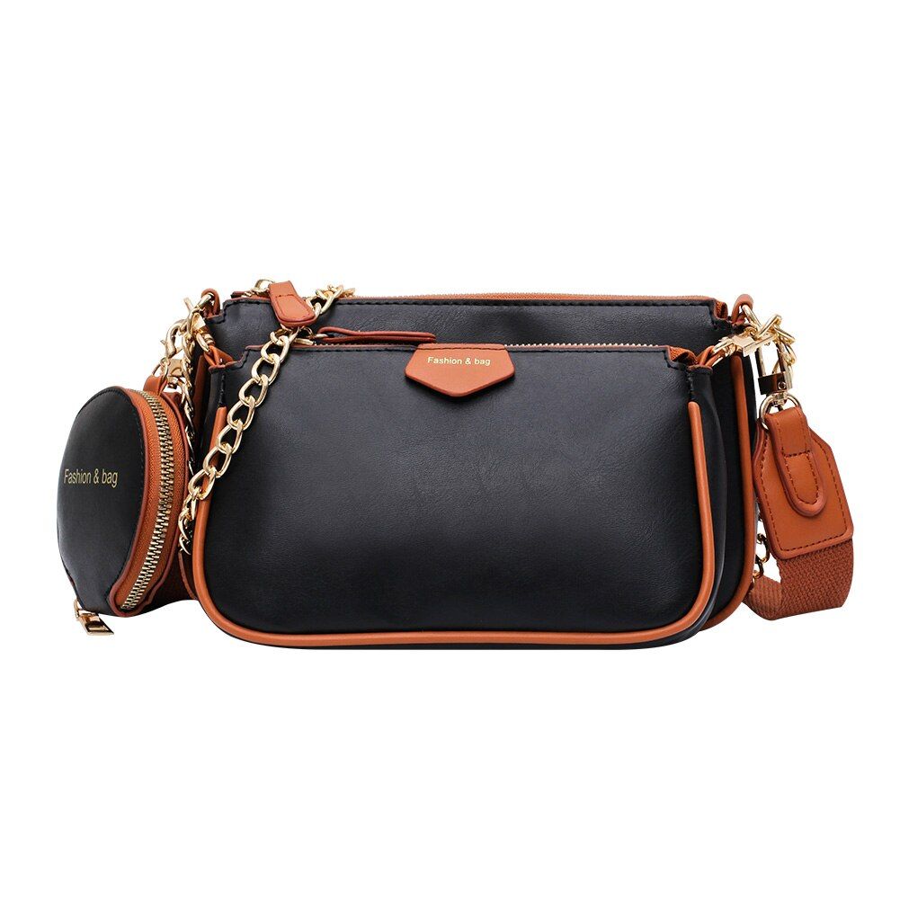 Women Shoulder Chain 3 Set PU Leather Chain Shoulder Messenger Multi-Pocket Crossbody Hand 2020 Hot Ladies handbag