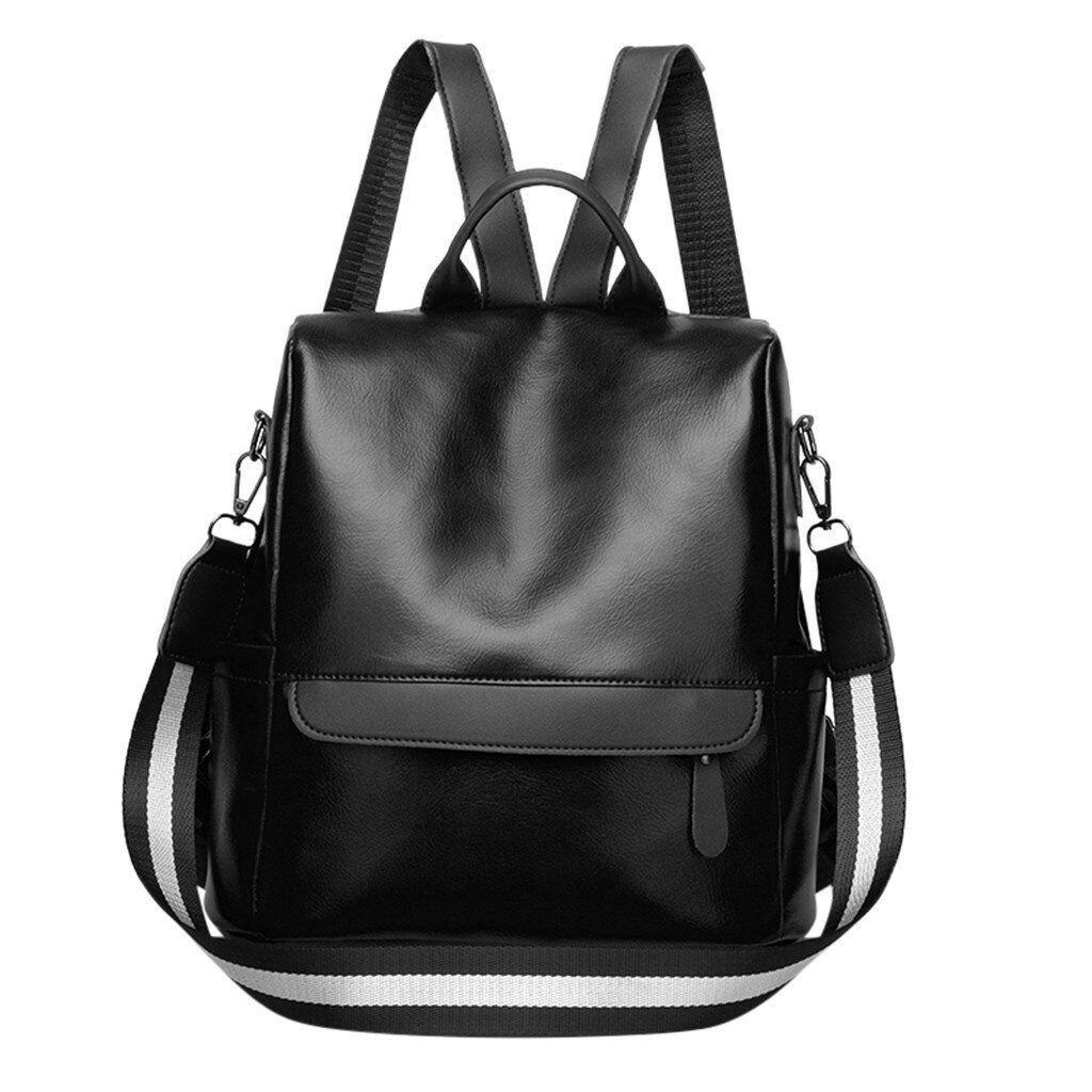 38# Ladies Leather Backpack Ladies Fashion Solid Color Waterproof School Backpack Large Capacity Backpack School Bag Daypack