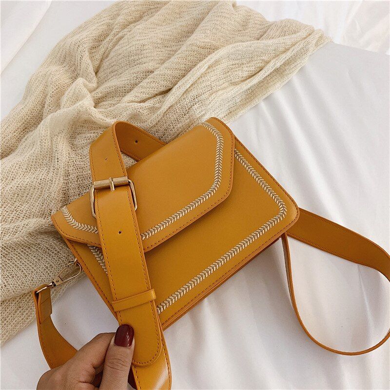 New Leather Crossbody Bags for Women 2020 Wide Strap Shoulder small Messenger Bag Lady Travel Luxury Handbags and Purses