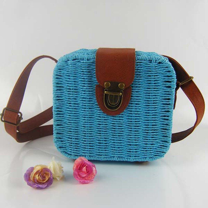 SMOOZA Woven Rattan Bag Round Straw Shoulder Bag Small Beach HandBags Women Summer Hollow Handmade Messenger Crossbody Bags
