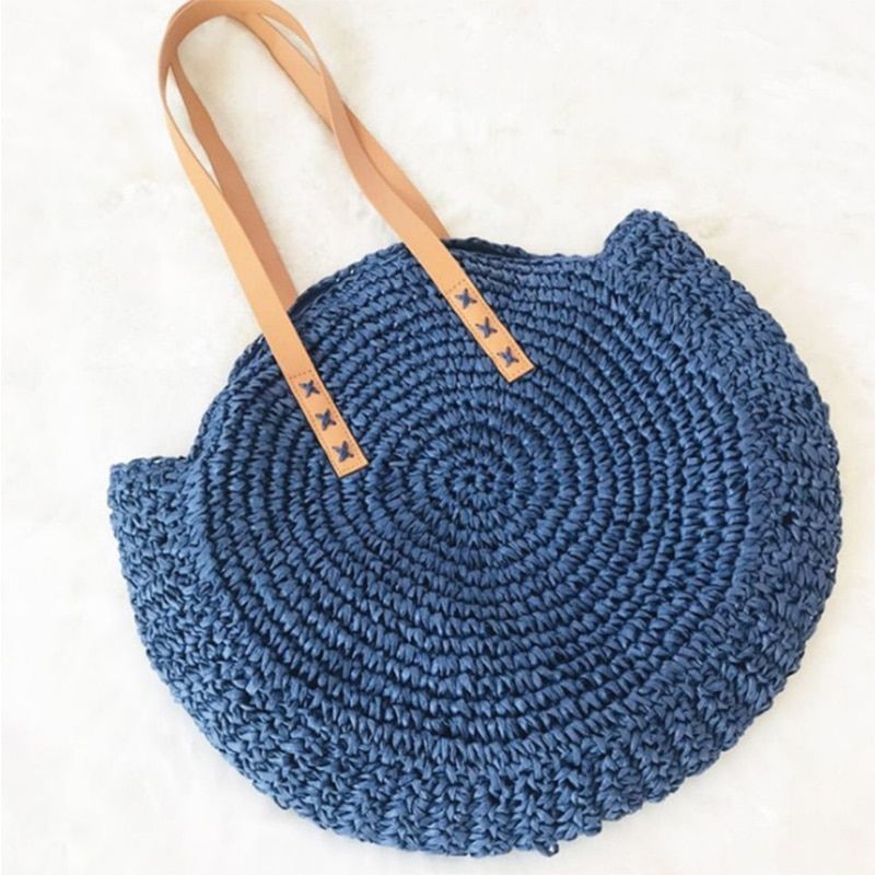 PUBGS Fashion Women Shoulder Handbags 2020 New Straw Bags Beach Bags Circular Vintage Light Large Capacity Bolsa Feminina