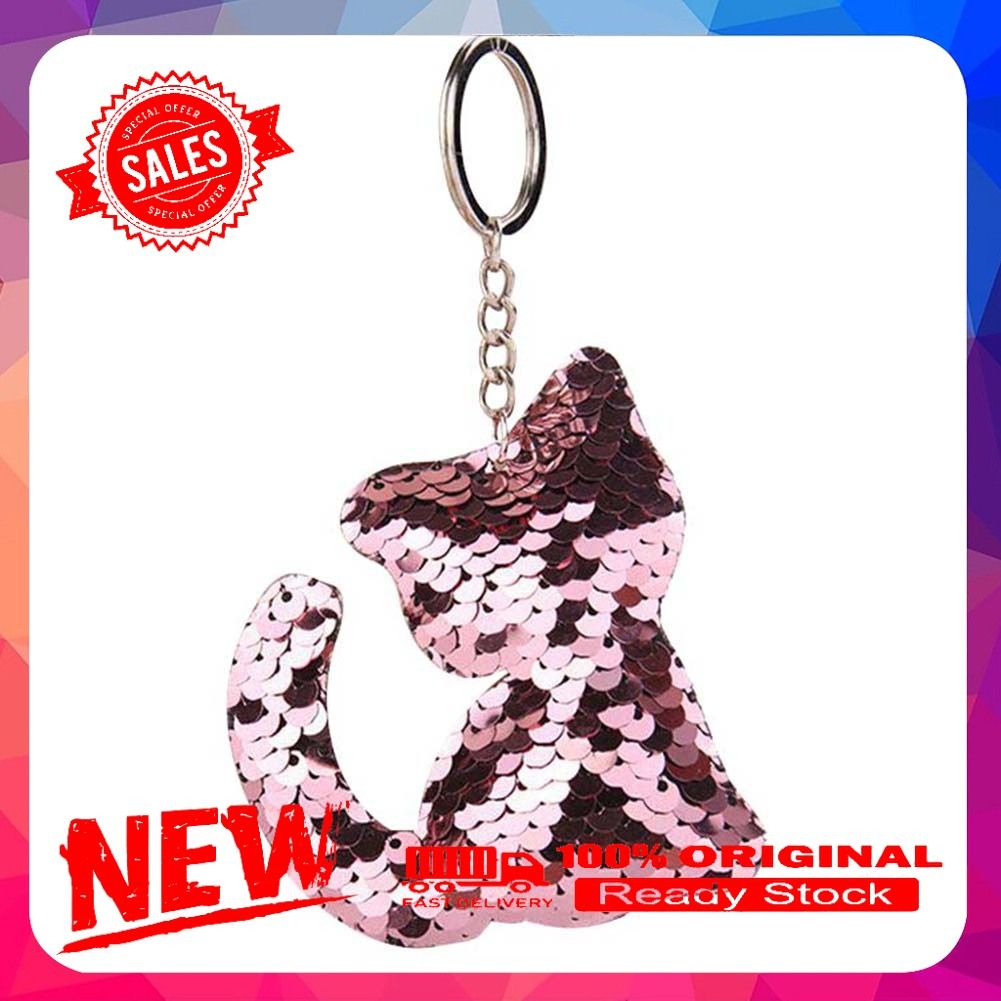 Cute Reflective Sequin Cat Hanging Pandant Keychain Keyring Key Holder Gift