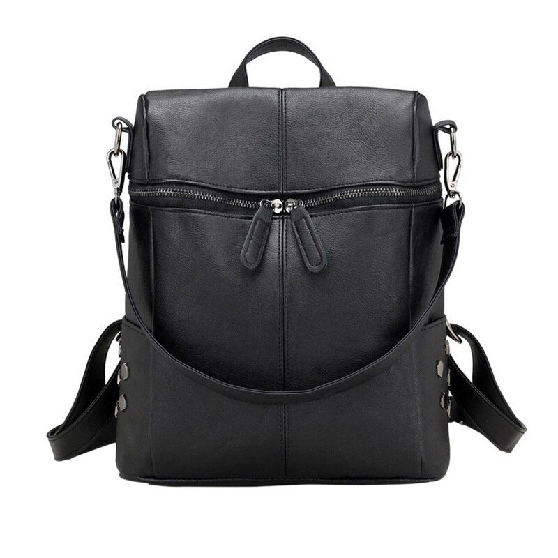 Puimentiua Large Capacity Shoulder Bags Vintage Women Backpack Nubuck Leather Pu School Backpacks For Teenage Girl mochila