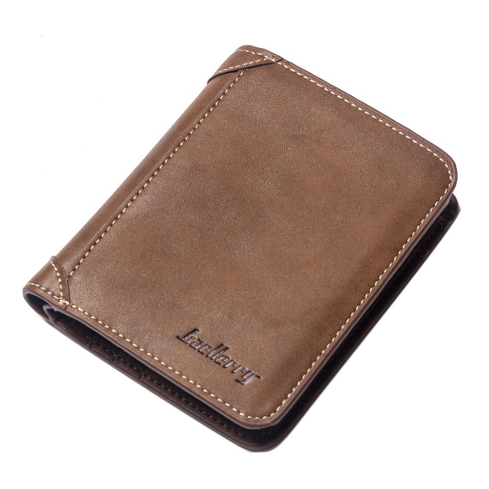 Baellerry Men Foldable Purse Multi Card Slot Retro Wallet Faux Leather Bag Pouch