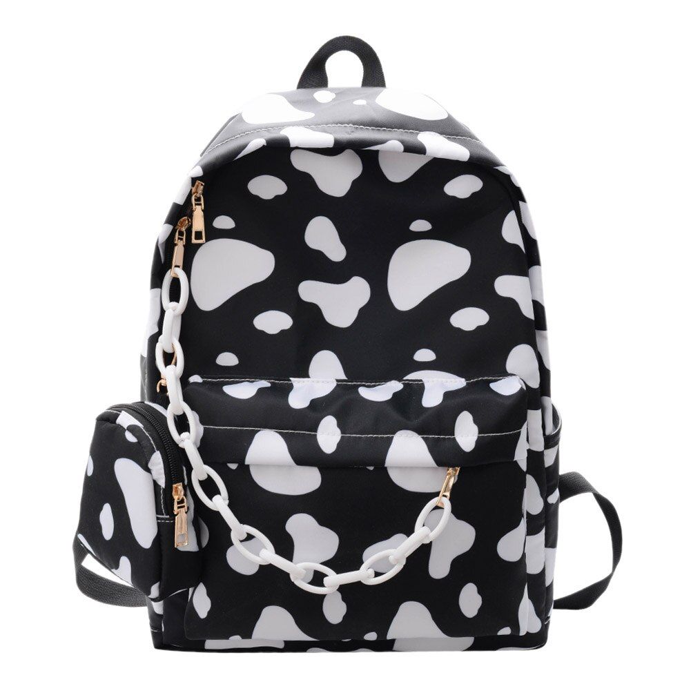 Vintage Bags for Women Birthday Gifts Casual Nylon Shoulder School Bags Cow Letter Print Women Girls Travel Backpacks