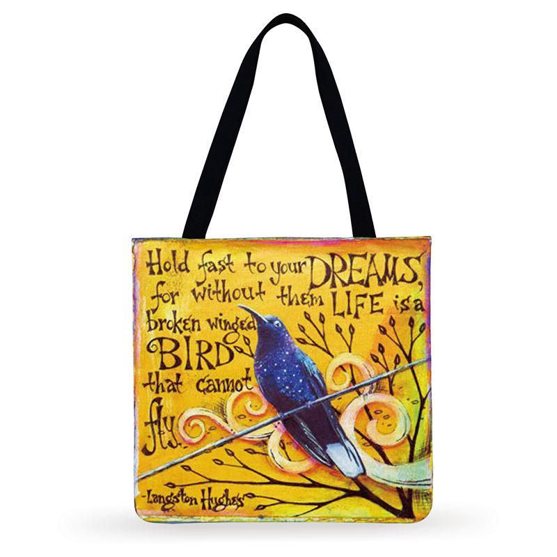 Foldable Shopping Bag Love Bird American Art Print Tote Bag For Women Casual Tote Ladies Shoulder Bag Outdoor Beach Tote