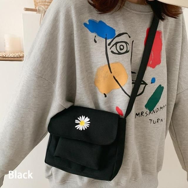 2021 Fashion Style Handbag Women Mini Cloth Bucket Pouch Daisy Small Cotton Handbag Totes Girls Solid Casual Canvas Shoulder Bag