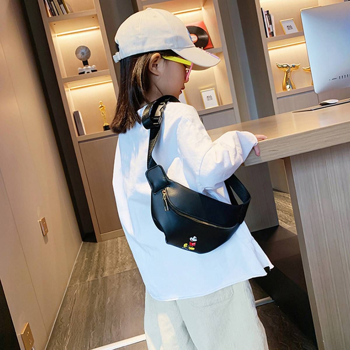 luckyingbaby Toddler Baby Girls Boys Kids Waist Bag Handbag Belt Chest Hip Cartoon Print PU Crossbody Bag