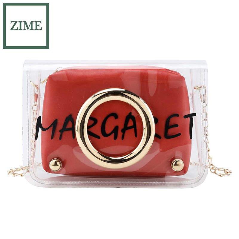 ZIME Women's bag Korean printing circle jelly bag summer and autumn open crossbody shoulder chain picture mother bag