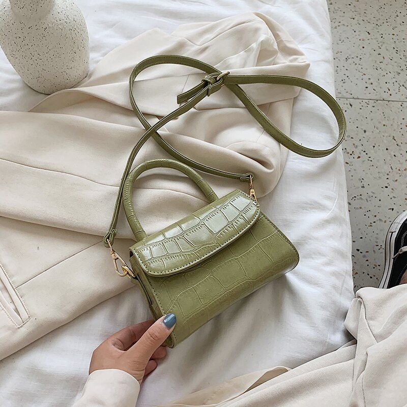 Stone Pattern Mini PU Leather Crossbody Bags For Women 2021 Solid Color Simple Shoulder Handbags Female Travel Totes
