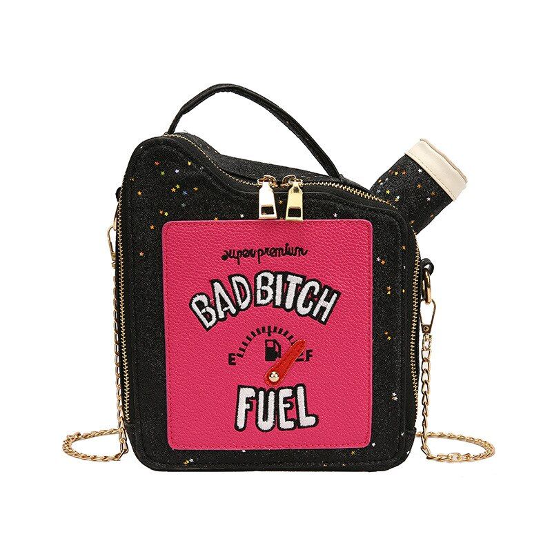 Gasoline Bottle Shape Handbag for Women Chain Purse Shoulder Bag Embroidery Letters Messenger Bag Female Fashion Clutch Totes