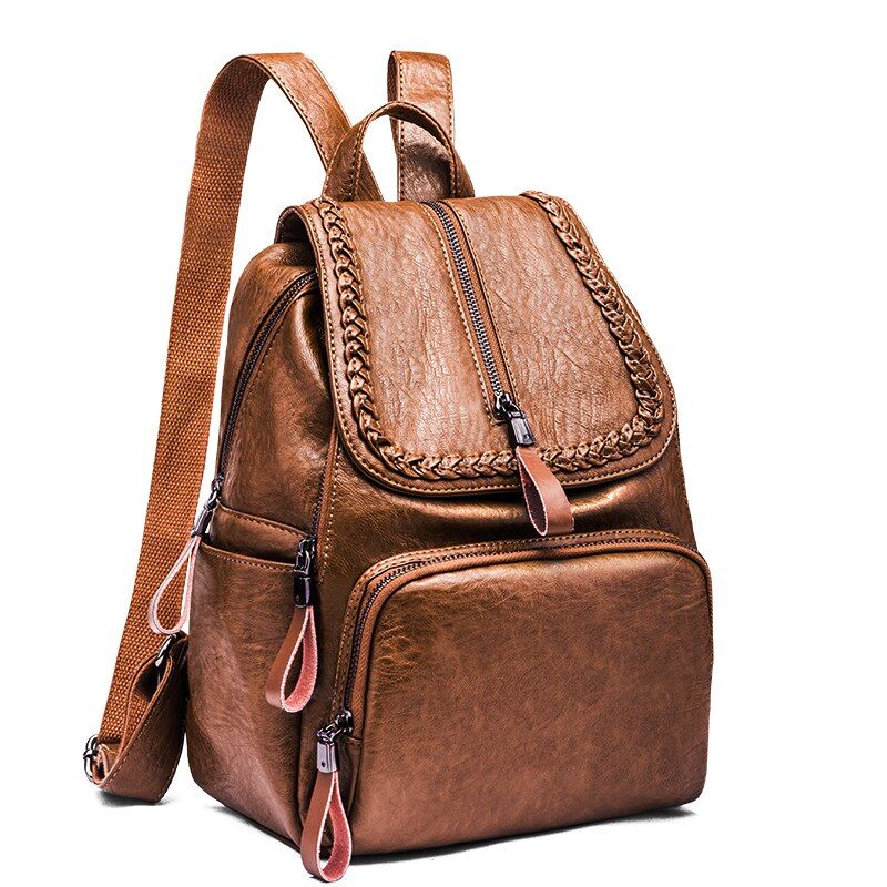 Simple Style Women Backpack Casual Large Capacity School Backpack Preppy Style Shoulder Bag Travel Bag Ipad Poacket Knitting Bag