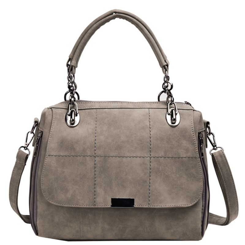 Matte Women Handbag Scrub Female Shoulder Bags Large Capacity Matcha Green PU Leather Lady Totes Boston Bag,Gray