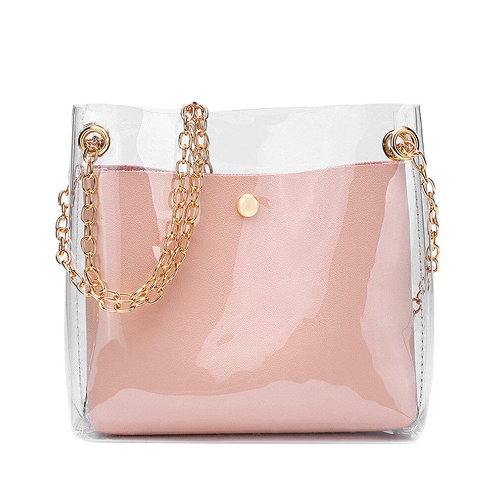 Women Transparent Bucket Bag Design Luxury Handbag Clear PVC Jelly Small Shoulder Bag Female Chain Crossbody Messenger Bags #YJ