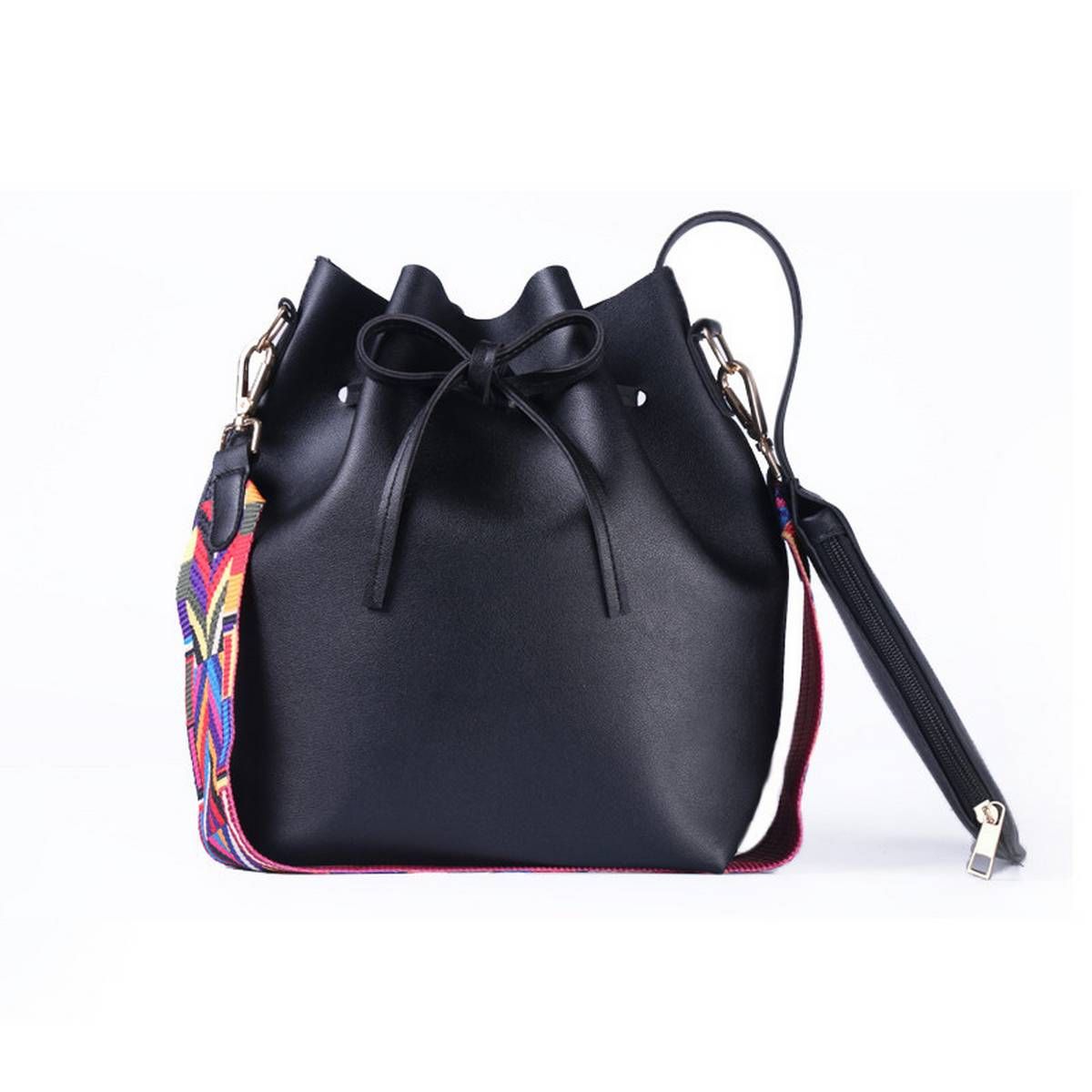Women Bag with Colorful Strap Bucket Bag Women PU Leather Shoulder Bags Ladies Cross Body Messenger Bags new Professional safety design