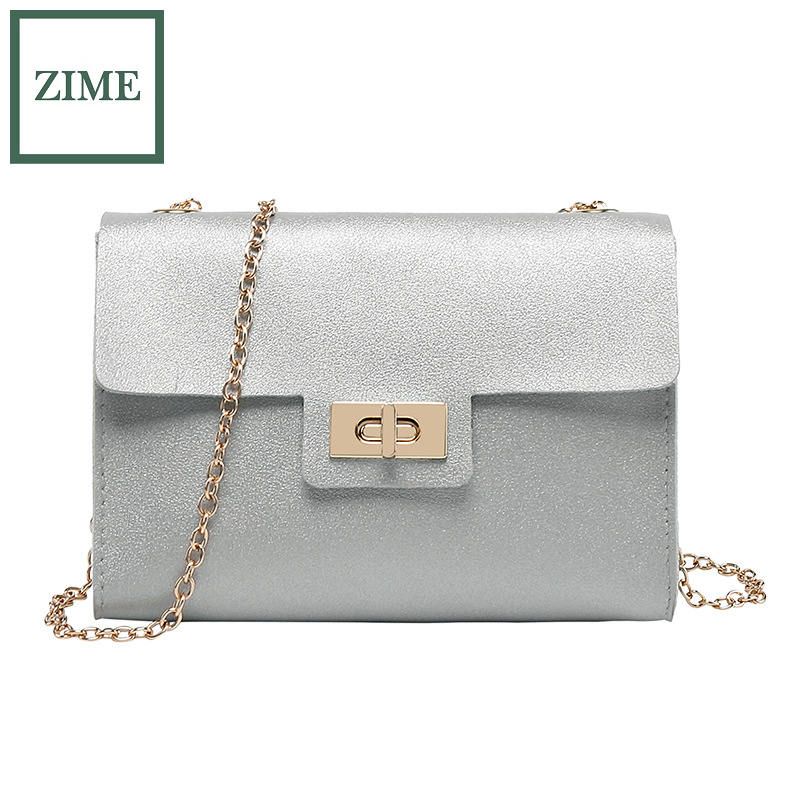 ZIME Korean style chain small square bag summer and autumn bag cover type lock buckle messenger shoulder bag