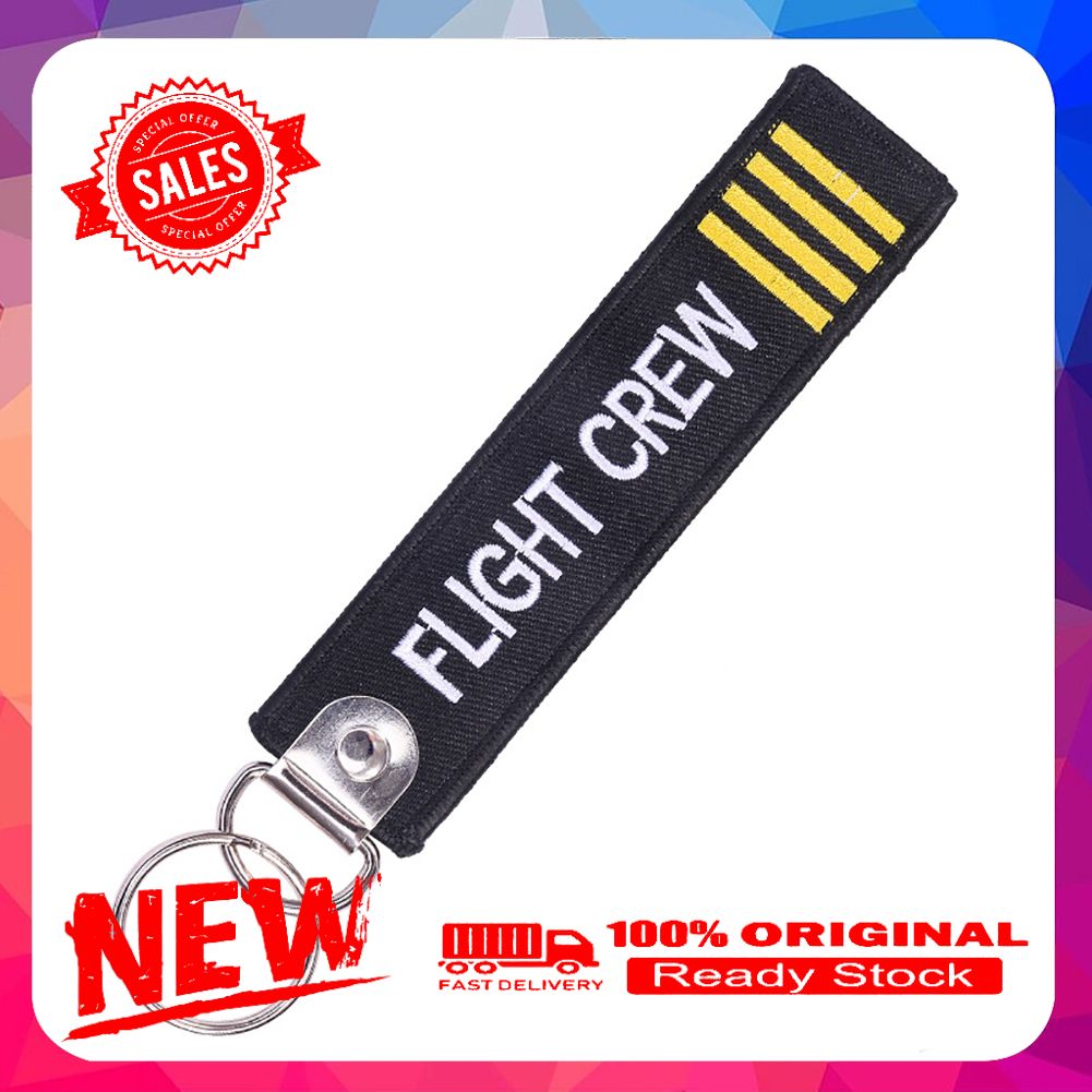 Aviation Commemorative Keychain Double Ring Flight Crew Embroidery Key Ring Gift