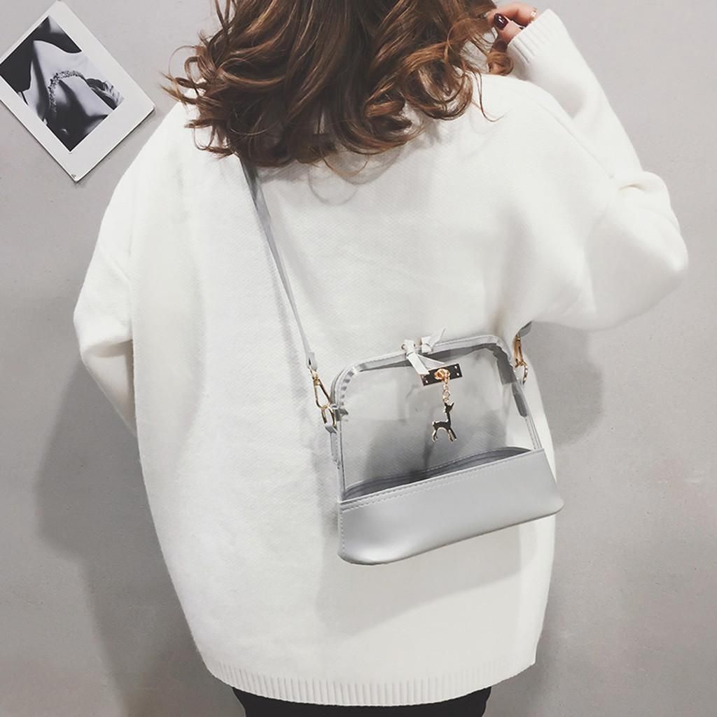 Women Packet Women Transparent Crossbody Bag Fawn Pendant Shell Shoulder Bag Messenger Bag